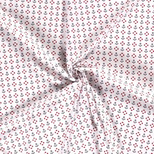 Popeline wit met maritiem dessin