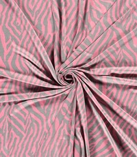  Viscose tricot met zebrastreepjes grijs-roze