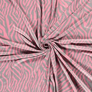 *** Viscose tricot met zebrastreepjes grijs-roze