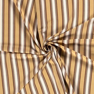 Gestreepte crepe stretch beige met brique