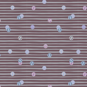 Tricot gestreept met strandballetjes mauve