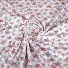  Katoenen tricot met bloemenprint in vervaagde pastelkleuren