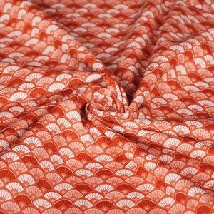  Popeline brique met waaiermotief