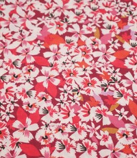  Polyester tricot paars met bloemen