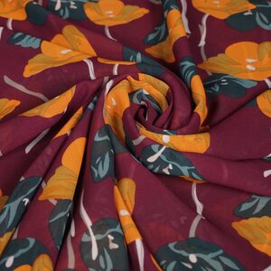  Chiffon met klaprozen paars