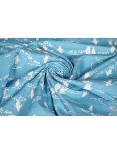  Katoen blauw met witte pinguins