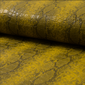  Imitatieleer met kroko slangenprint oker