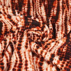  Coupon 989 Scuba crepe met rode tie dye 170 x 150 cm