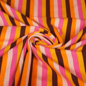  Katoenen tricot met banen roze