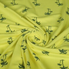  Katoenen tricot neongeel met palmbomen