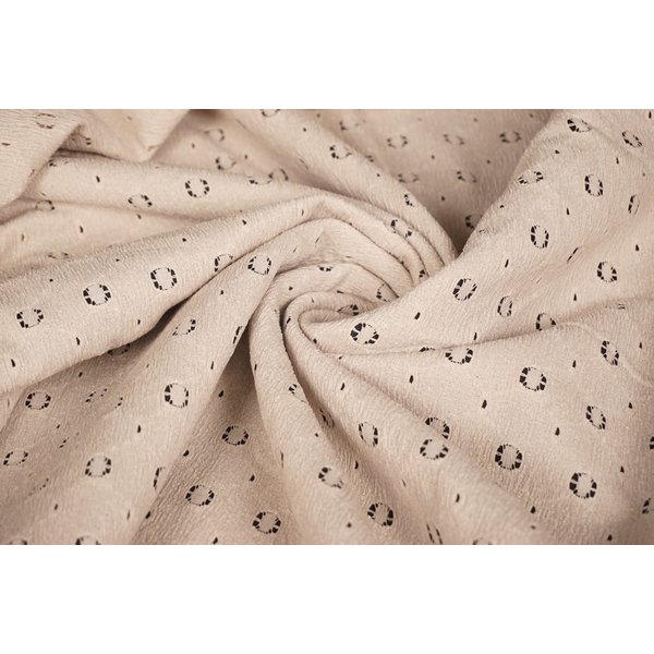 Polyester stretch broderie stof beige