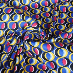 *** Stretchkatoen met retroprint kobalt