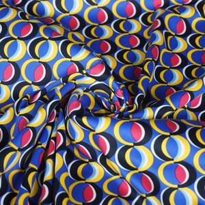 *** Stretchkatoen met retroprint kobalt