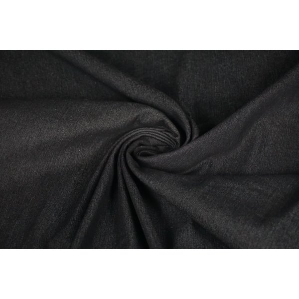 Basic Voorgewassen denim stof met stretch zwart