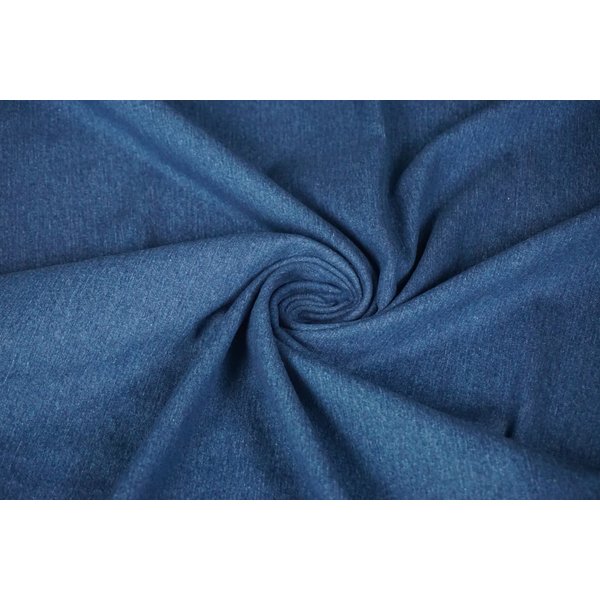 Basic Voorgewassen denim stof met stretch blauw