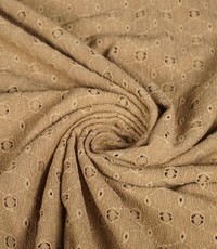  Polyester stretch broderie stof camel