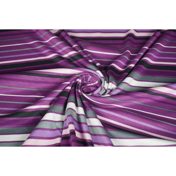 Tricot stof met horizontale strepen paars