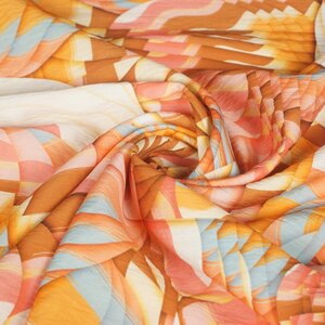 *** Viscose stof met digitale abstracte print in oranje