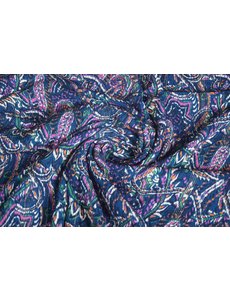  Coupon 1022 Viscose lurex donkerblauw met paarse print 180 x 150 cm