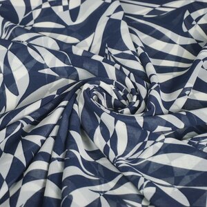  Chiffon donkerblauw met ongelijke witte vlakjes