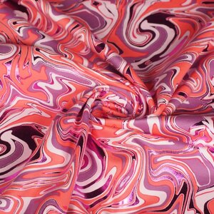  Tricot met golvend dessin en folie hardroze