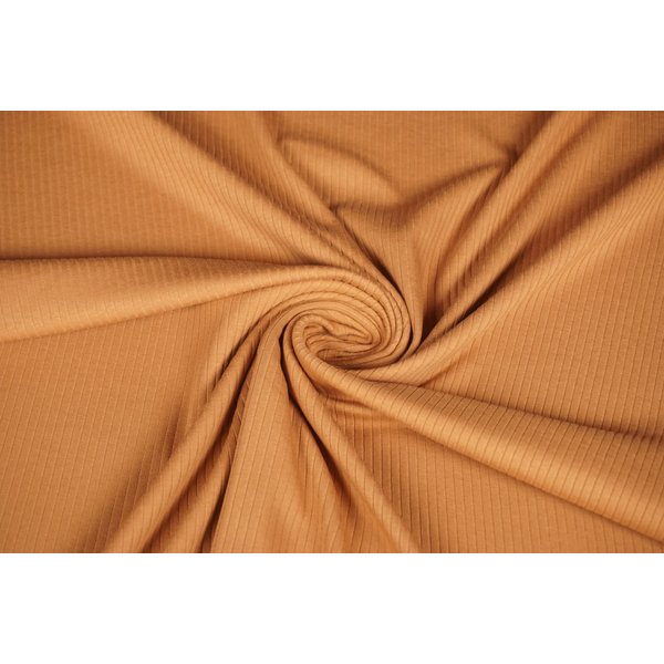 Ribtricot stof caramel