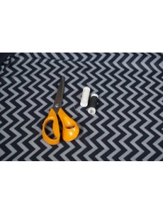 SALE Voile donkerblauw met zigzagmotief