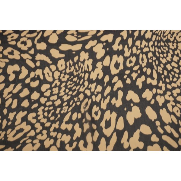 SALE Voile stof zwart met beige vlekkenprint