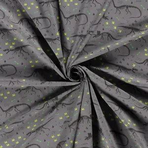  Tricot grijs met dinosaurusprint