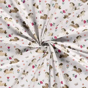  Tricot lichtgrijs met paarden