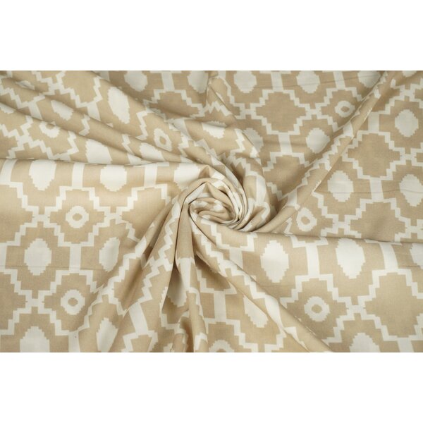 SALE Viscose stof beige met medaillonprint