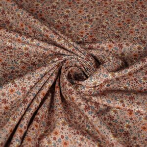  Popeline oud roze met kleine bloemetjes