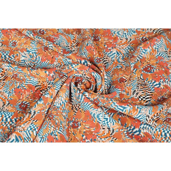 SALE Polyester stof met psychedelische print