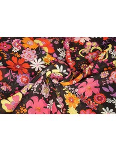 Chiffon zwart met flower power