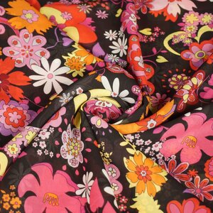  Chiffon zwart met flower power