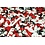SALE Viscose stof zwart met rode en witte bloemen