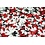 SALE Viscose stof zwart met rode en witte bloemen
