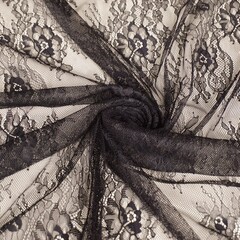  Zwart kant met bloemenprint