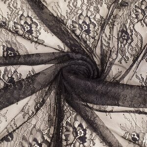 Zwart kant met bloemenprint