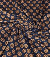  Coupon 350 Viscose tricot donkerblauw met bloem 170 x 150 cm
