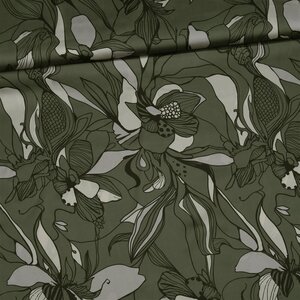  Satijn met bladdessin in groentinten