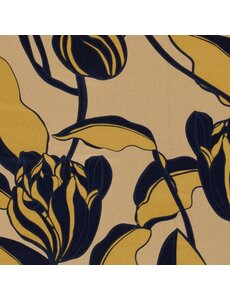  Tricot met grote bloem beige