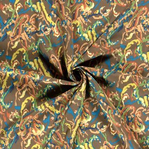  Viscose met vervaagde paisley legergroen
