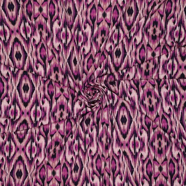 Viscose tricot stof met roze ikat