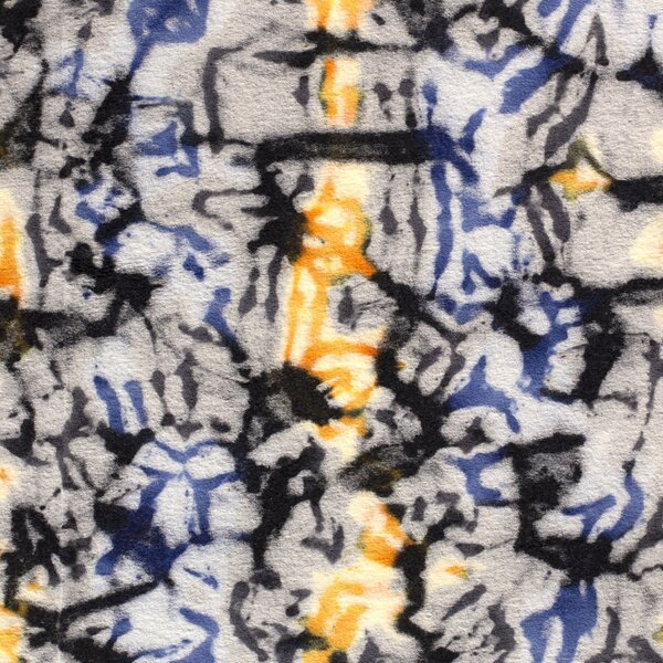 SALE Gekookte wol met fantasiedessin in grijs geel en blauw