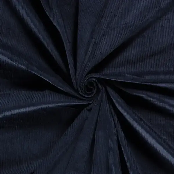 Ribfluweel stretch stof brede rib donkerblauw