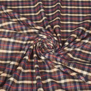  Flanel met blauw/beige ruit