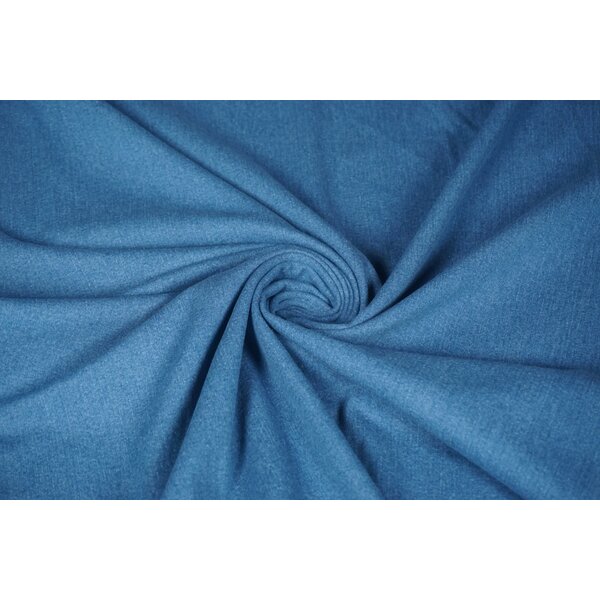 Basic Voorgewassen denim stof met stretch middenblauw