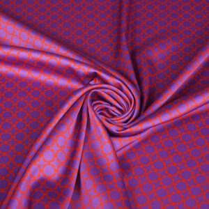 Polyester met paars oranje print
