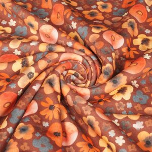  Fleecejogging bruin met aquarel bloemen